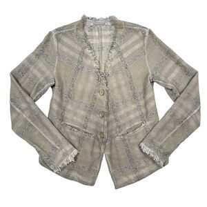 Transit‎ Par Such Jacket Women’s Size Medium / 3 Tan Plaid Button Front Sweater